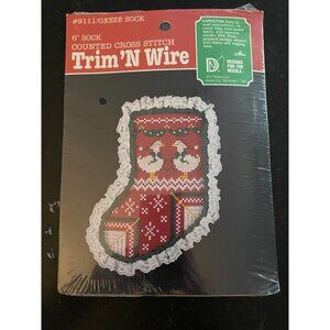 Vintage 1987 Trim N Wire Counted Cross Stitch 6" Geese Sock Kit 9111